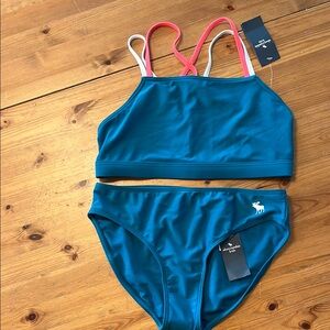 Blue Girls Strappy Back Swim Suit